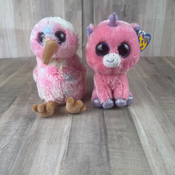 Ty Beanie Boo Magic Ty Silk Kiwi Lot of 2 plushes 6" with tag - Picture 1 of 5